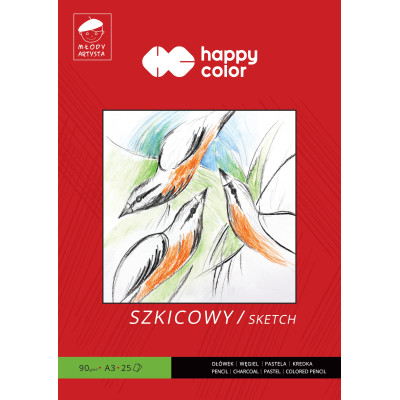 BLOK SZKICOWNIK DUŻY FORMAT A3 25 ARKUSZY 90g/m2 ZIARNISTY HAPPY COLOR | Mój sklep