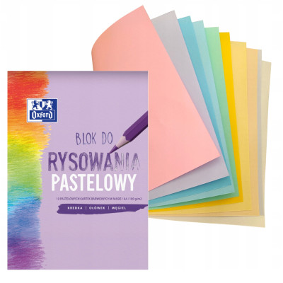 BLOK RYSUNKOWY KOLOROWY PASTELOWY A4 10 ARKUSZY 100g/m2 BARWIONY W MASIE | Mój sklep