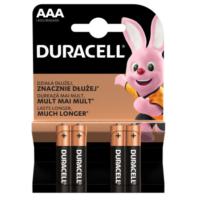 Bateria alkaliczna Duracell AAA (R3) 4 szt. | Mój sklep