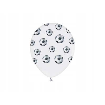 Balony lateks białe nadruk piłka nożna 30cm 5szt | Mój sklep