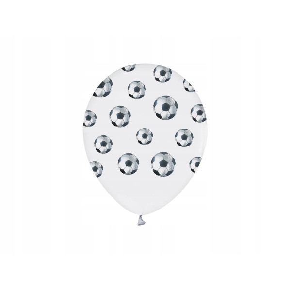 Balony lateks białe nadruk piłka nożna 30cm 5szt