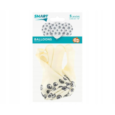 Balony lateks białe nadruk piłka nożna 30cm 5szt | Mój sklep