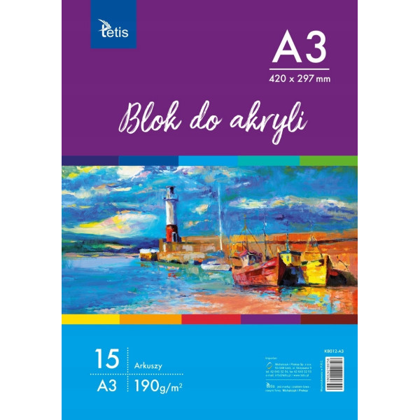 BLOK DO AKRYLI i FARB OLEJNYCH A4 420x297mm 15 ARKUSZY 190g/m2