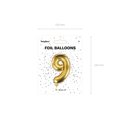 Balon Foliowy Cyfra 9 Urodziny Złota 65cm | Mój sklep