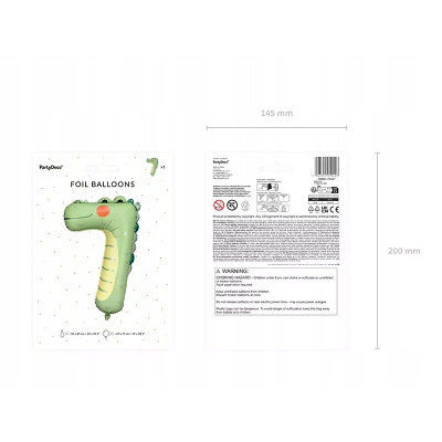 Balon foliowy Cyfra 7 - Krokodyl, 56x85 cm | Mój sklep