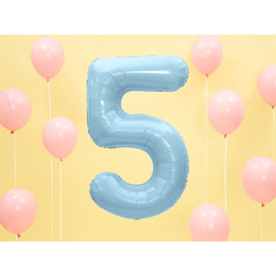 Balon urodzinowy cyfra 5 niebieski 86 cm | Mój sklep