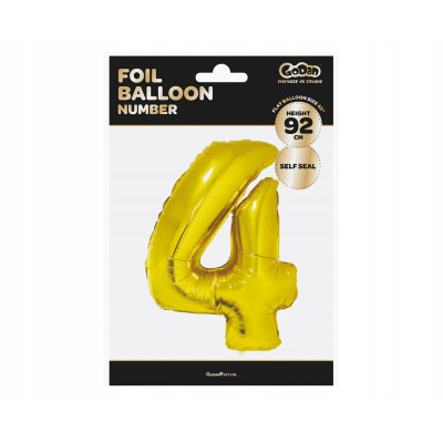 Balon foliowy cyfra 4 B&C 92 cm złoty | Mój sklep