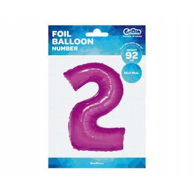 Balon foliowy cyfra 2 różowa metalik 92cm 1 | Mój sklep