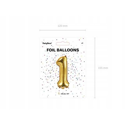 Balon cyfra 1 foliowy złoty 35cm | Mój sklep