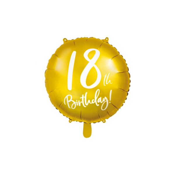 Balony 18 urodziny złoty 45 cm foliowy PartyDeco