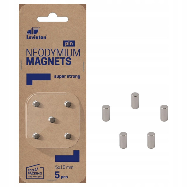 Magnesy supermocne Leviatan 110191 srebrne 5 szt.