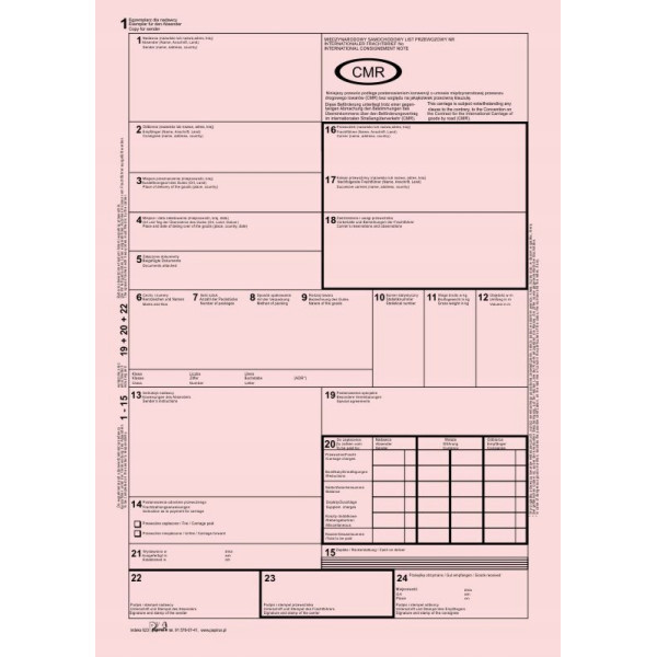 List przewozowy CMR Papirus II 623 PI