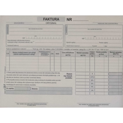 Faktura VAT 2-składka ind 225 Papirus | Mój sklep