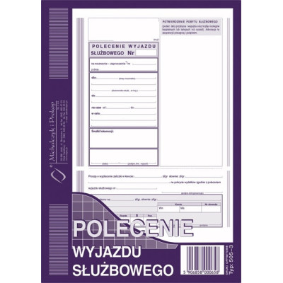 Polecenia wyjazdu służbowego Michalczyk i Prokop 505-3 40 kartek | Mój sklep