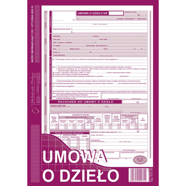 Umowa o dzieło A4 510-1H Michalczyk 40 kartek