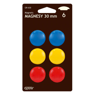 Magnesy do tablicy Grand GR-630 wielokolorowe 6 sztuk | Mój sklep