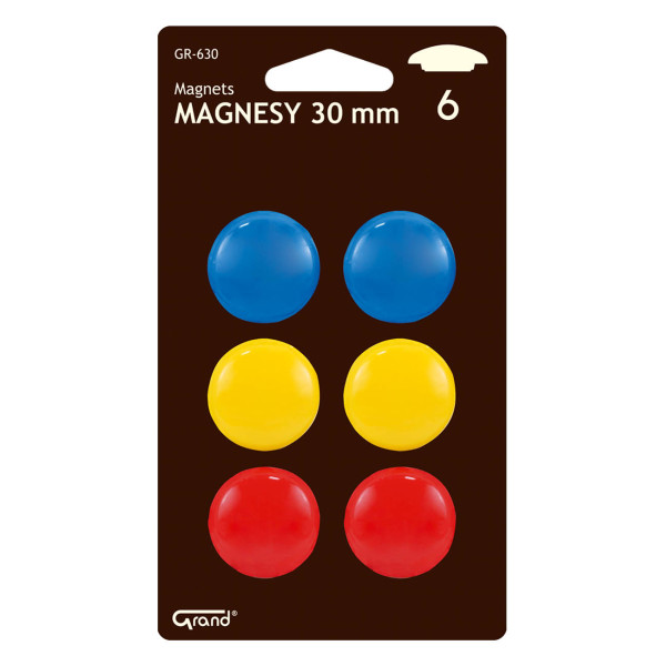 Magnesy do tablicy Grand GR-630 wielokolorowe 6 sztuk