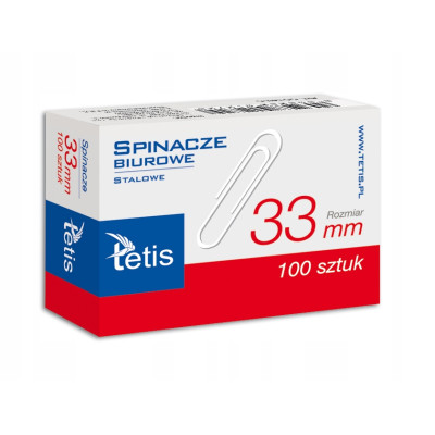 Spinacze biurowe Tetis 33mm 100 sztuk | Mój sklep