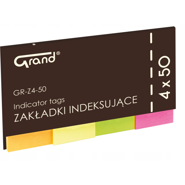 Zakładki indeksujące Grand 150-1418 50x20 mm wielokolorowe 50 sztuk