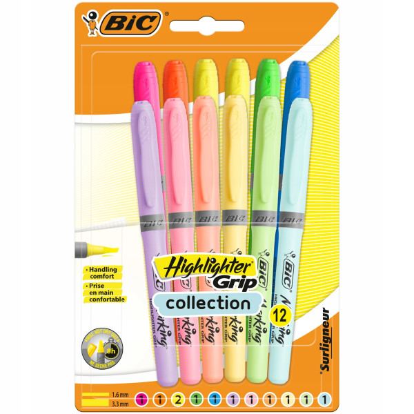 Zakreślacz różne kolory BIC 12 sztuk