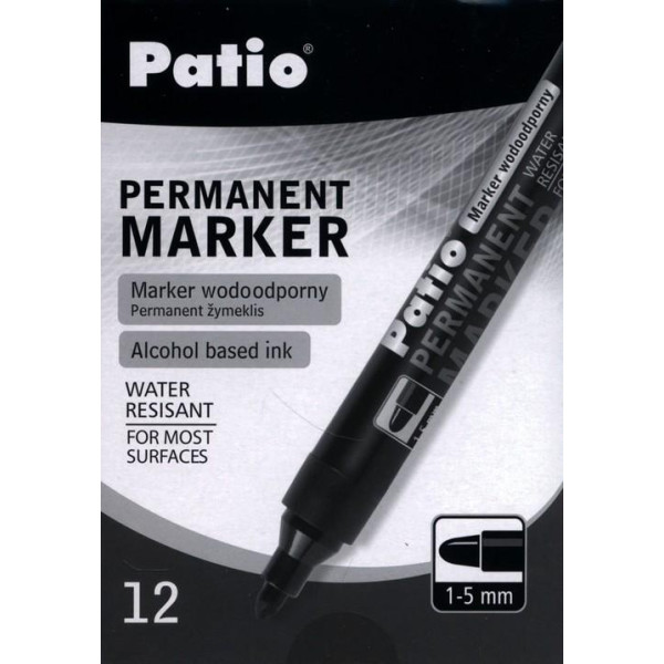 Marker permanentny czarny Patio 12 szt.