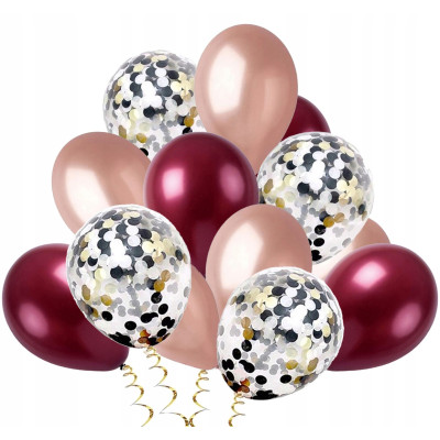 Balony metaliczne BORDOWE urodziny ślub x100 | Mój sklep